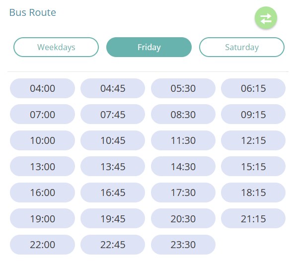 Bus L542 Friday Timetable