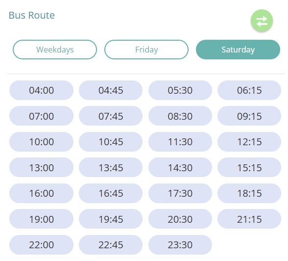 Bus L542 Saturday Timetable