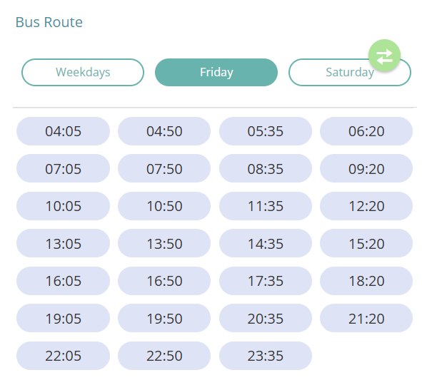Bus T603 Friday Timetable