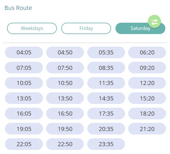 Bus T603 Saturday Timetable