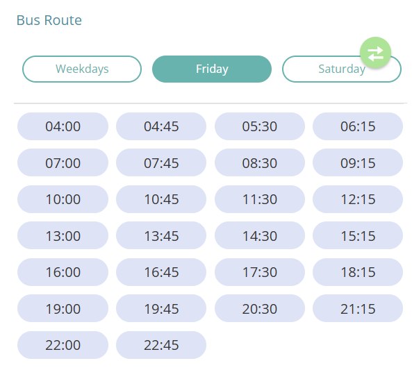 Bus T606 Friday Timetable
