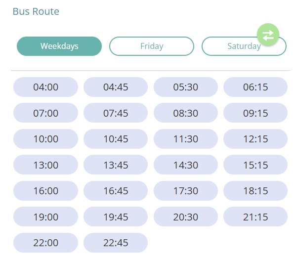Bus T606 Weekday Timetable