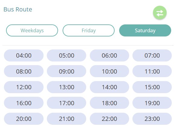 Bus T608 Saturday Timetable
