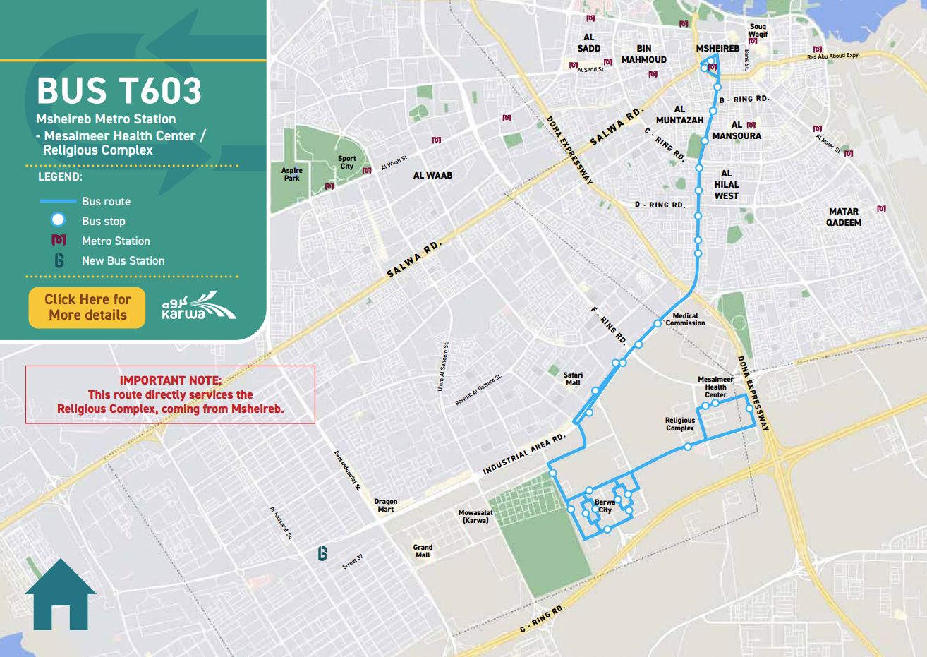 T603 Bus Timings from Msheireb Metro Station to Barwa City – Qatar Timing